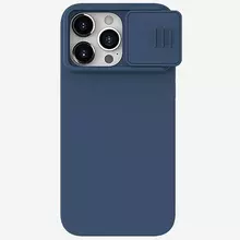 Протиударний чохол бампер Nillkin CamShield Silky Magnetic Silicone (шторка на камеру) для iPhone 15 Pro Max Midnight Blue (Синій) 
