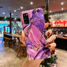 Чехол бампер для Samsung Galaxy S20 FE Anomaly Marble Plating Purple Romb (Фиолетовый Ромбик)