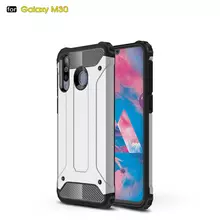 Чехол бампер для Samsung Galaxy M30 Rugged Hybrid Tough Armor Silver (Серебристый) Чехол бампер для Samsung Galaxy M30 Rugged Hybrid Tough Armor Silver (Серебристый)