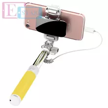 Компактная селфи палка Rock Mini Selfie Stick с зеркальцем для смартфонов Yellow (Жёлтый) ROT0752