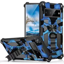 Протиударний чохол бампер для Google Pixel 6 Pro Anomaly Hybrid Armor (вбудована підставка) Army Blue (Армійський Синій)