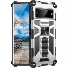 Протиударний чохол бампер для Google Pixel 6 Pro Anomaly Hybrid Armor (вбудована підставка) Silver (Сріблястий)