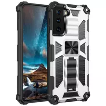 Противоударный чехол бампер для Samsung Galaxy S20 FE Anomaly Hybrid Armor (встроенная подставка) Silver (Серебристый)