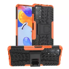 Противоударный чехол бампер для Xiaomi Redmi Note 11 / Redmi Note 11S Nevellya Case (встроенная подставка) Orange (Оранжевый)