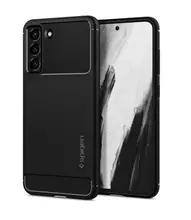 Противоударный чехол бампер Spigen Rugged Armor для Samsung Galaxy S21 FE Matte Black (Матовый Черный) ACS03049