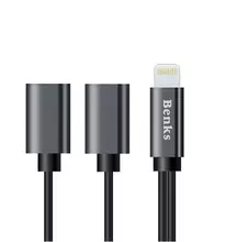 Аудіо кабель Benks 2 in 1 Lightning Audio Adapter Gray (Сірий)