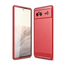 Противоударный чехол бампер для Google Pixel 7 iPaky Carbon Fiber Red (Красный)