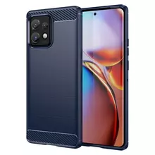 Противоударный чехол бампер для Motorola Moto X40 iPaky Carbon Fiber Blue (Синий)