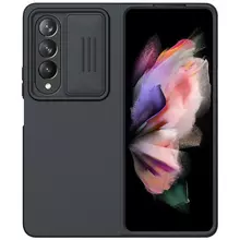 Противоударный чехол бампер Nillkin CamShield Silky Silicone (шторка на камеру) для Samsung Galaxy Z Fold 4 Black (Черный)