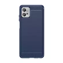 Противоударный чехол бампер для Motorola Defy (2021) iPaky Carbon Fiber Blue (Синий)