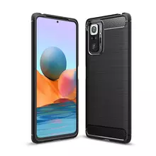 Противоударный чехол бампер для Xiaomi Redmi Note 10 Pro / Redmi Note 10 Pro Max iPaky Carbon Fiber Black (Черный)