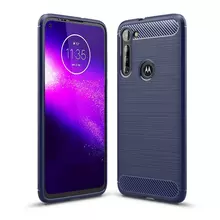 Протиударний чохол бампер для Motorola Moto G8 iPaky Carbon Fiber Blue (Синій)