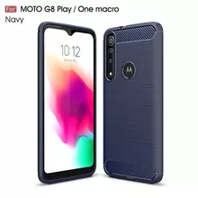 Протиударний чохол бампер для Motorola One Macro / Moto G8 Play iPaky Carbon Fiber Blue (Синій) Протиударний чохол бампер для Motorola One Macro / Moto G8 Play iPaky Carbon Fiber Blue (Синій)