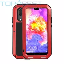 Протиударний чохол бампер Love Mei PowerFull (Зі склом) для Huawei P20 Red (Червоний)