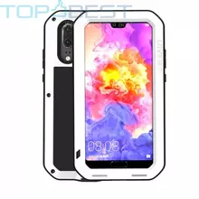 Протиударний чохол бампер Love Mei PowerFull (Зі склом) для Huawei P20 Pro White (Білий)