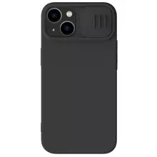Противоударный чехол бампер Nillkin CamShield Silky Silicone (шторка на камеру) для iPhone 14 Black (Черный)