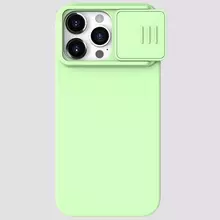 Протиударний чохол бампер Nillkin CamShield Silky Silicone (шторка на камеру) для iPhone 15 Pro Max Mint Green (Зелений) 