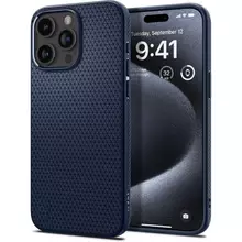Протиударний чохол бампер Spigen Liquid Air для iPhone 15 Pro Navy Blue (Синій) ACS06705 Протиударний чохол бампер Spigen Liquid Air для iPhone 15 Pro Navy Blue (Синій) ACS06705