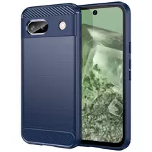Противоударный чехол бампер для Google Pixel 8a iPaky Carbon Fiber Blue (Синий)