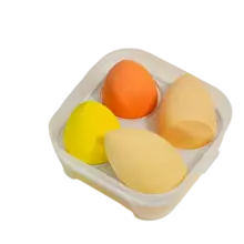 Набір спонжів для макіяжу, 4 шт, жовтий, у футлярі