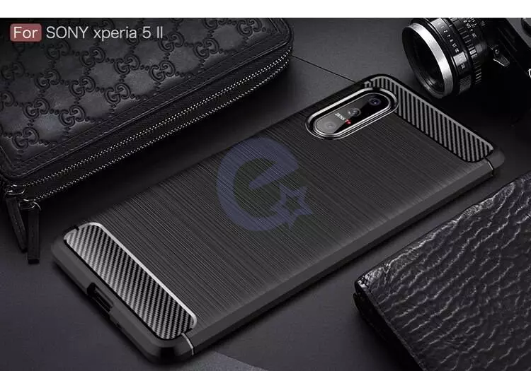 Чехол бампер Ipaky Carbon Fiber для Sony Xperia 5 II Red (Красный) Чехол бампер Ipaky Carbon Fiber для Sony Xperia 5 II Red (Красный)