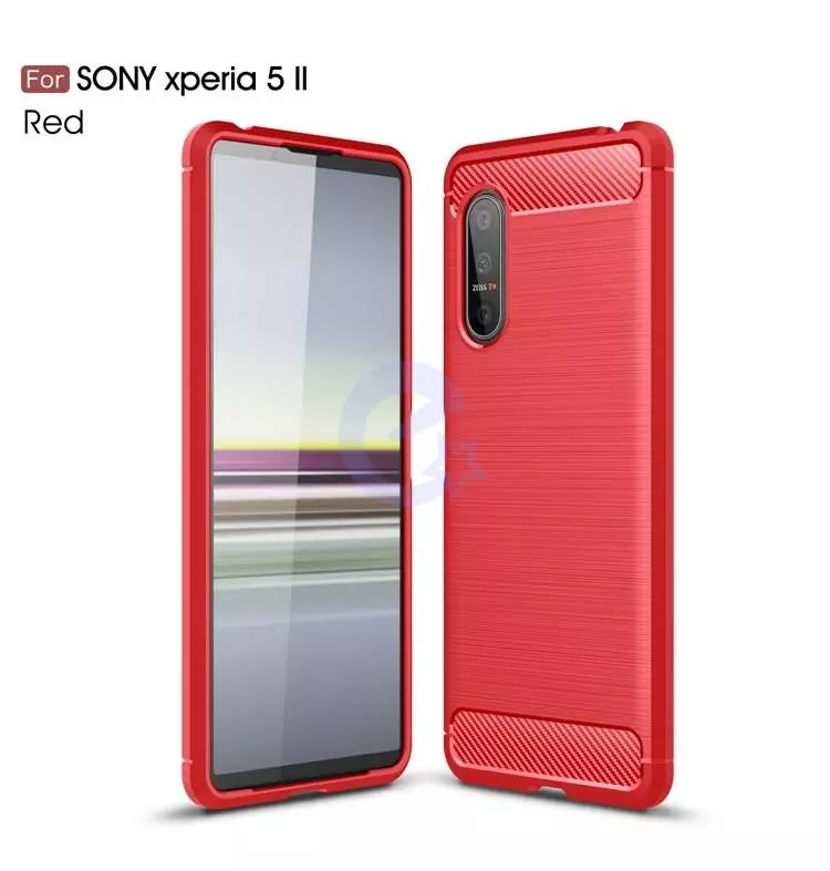 Чехол бампер Ipaky Carbon Fiber для Sony Xperia 5 II Red (Красный) Чехол бампер Ipaky Carbon Fiber для Sony Xperia 5 II Red (Красный)