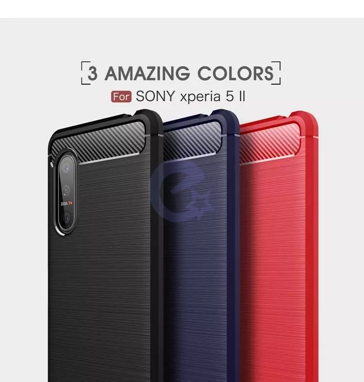 Чехол бампер Ipaky Carbon Fiber для Sony Xperia 5 II Red (Красный) Чехол бампер Ipaky Carbon Fiber для Sony Xperia 5 II Red (Красный)