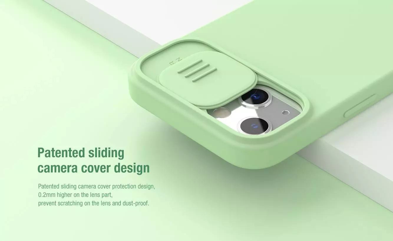 Чехол бампер для iPhone 13 Nillkin CamShield Silky Silicone Mint Green (Мятный Зеленый)