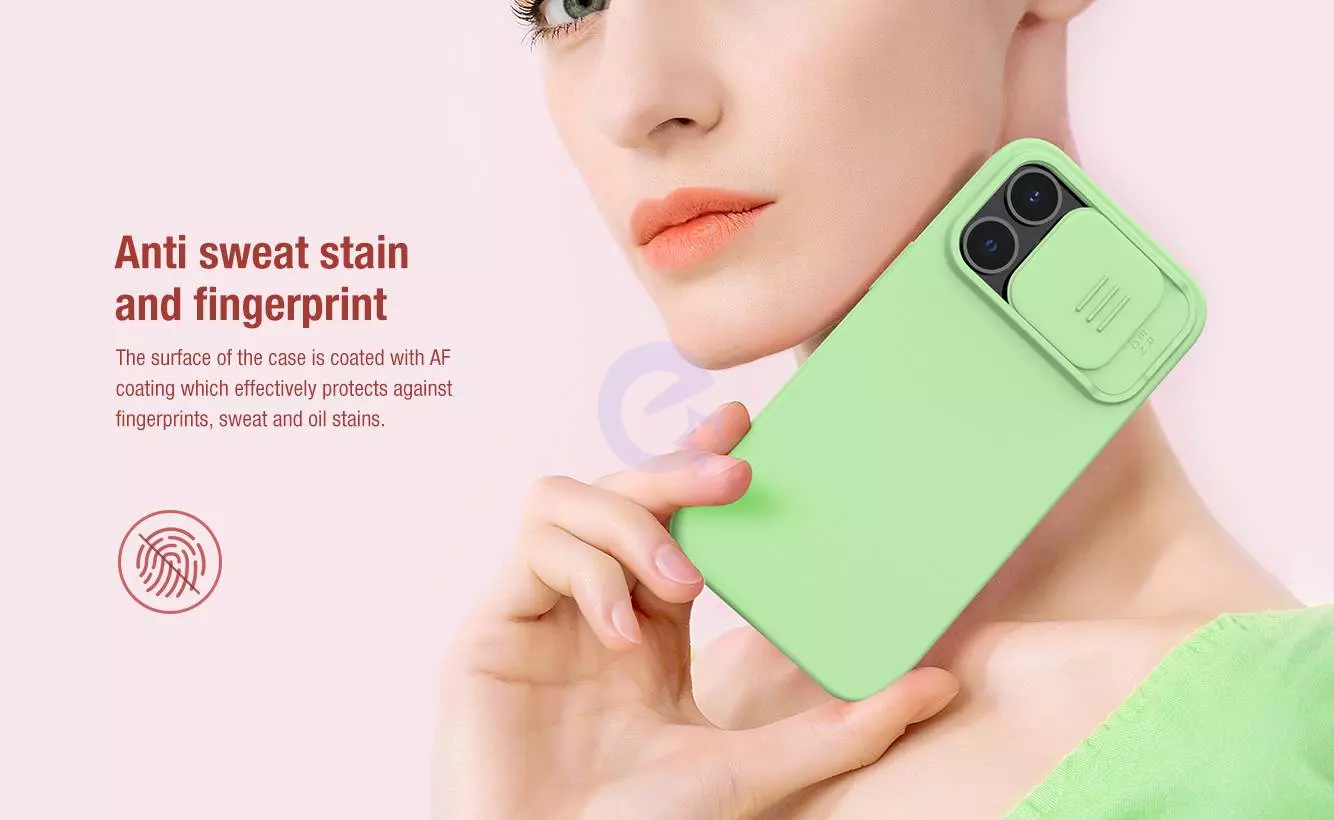 Чехол бампер для iPhone 13 Pro Nillkin CamShield Silky Magnetic Silicone Mint Green (Мятный Зеленый) 6902048223547