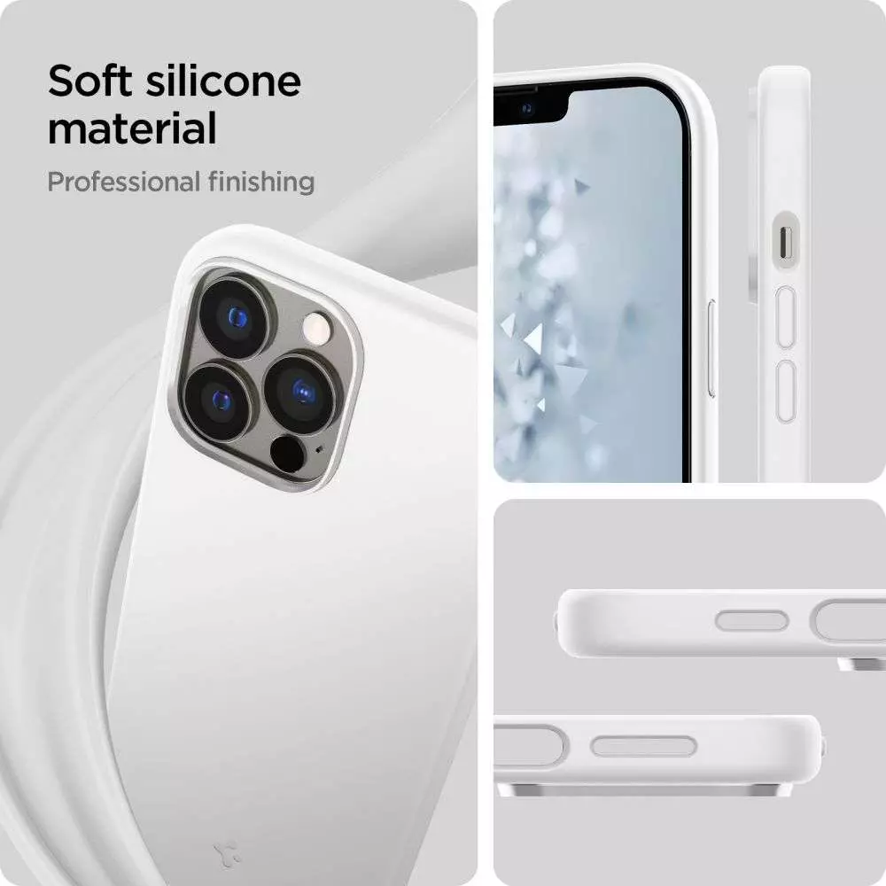 Чехол бампер для iPhone 13 Pro Spigen Silicone Fit White (Белый) ACS03284