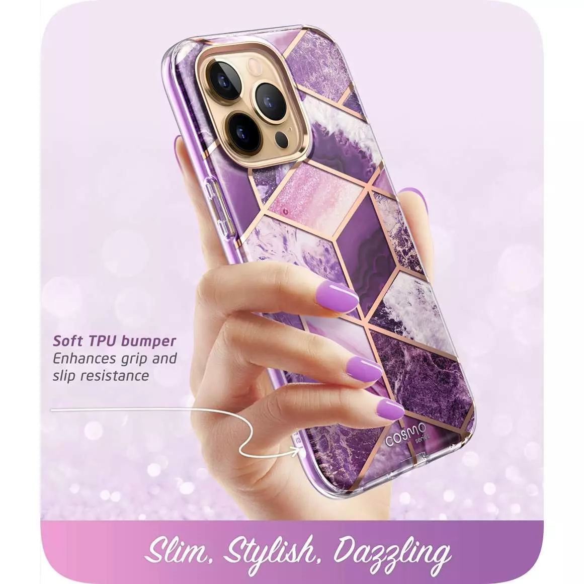 Чехол бампер для iPhone 13 Pro i-Blason Cosmo Marble Purple (Мрамор Фиолетовый) 843439114203