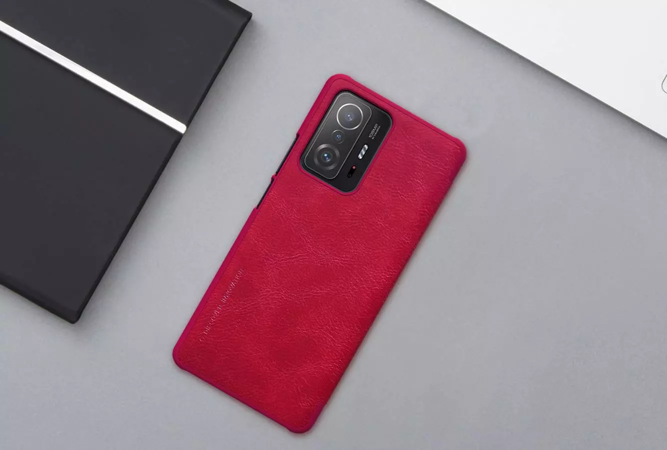Чехол книжка для Xiaomi 11T / Xiaomi 11T Pro Nillkin Qin Red (Красный)