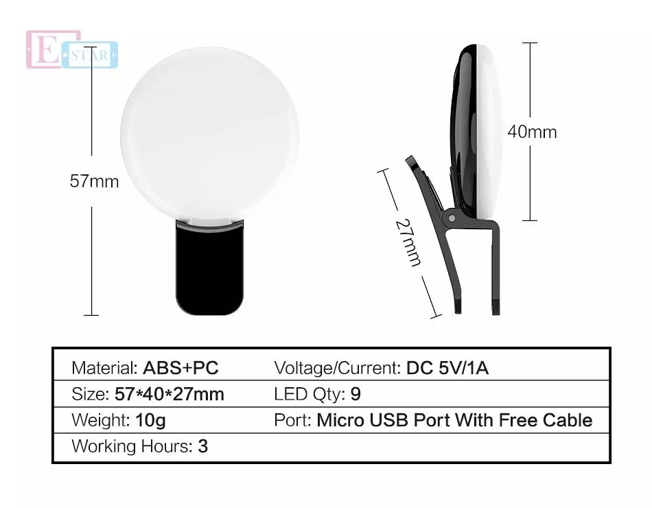 Світлодіодний спалах Floveme selfie ring для смартфонів Princess Pink (Рожевий) RK-17