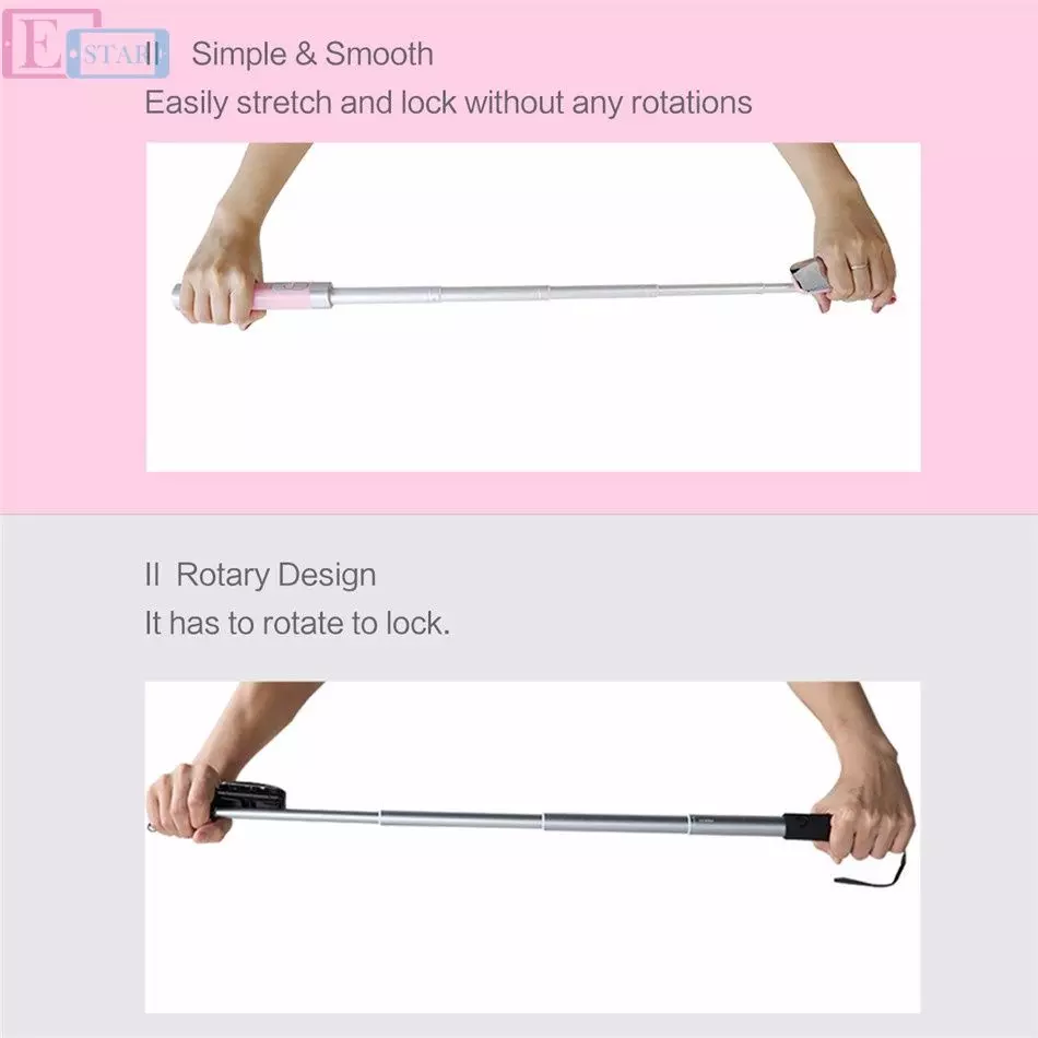 Универсальная селфи палка Rock Selfie Stick с зеркальцем для смартфона Pink (Розовый) ROT0769