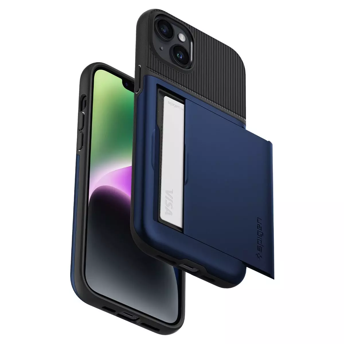 Протиударний чохол бампер Spigen Slim Armor CS (з відділом для карт) для iPhone 14 Plus Navy Blue (Темно синій) ACS04913