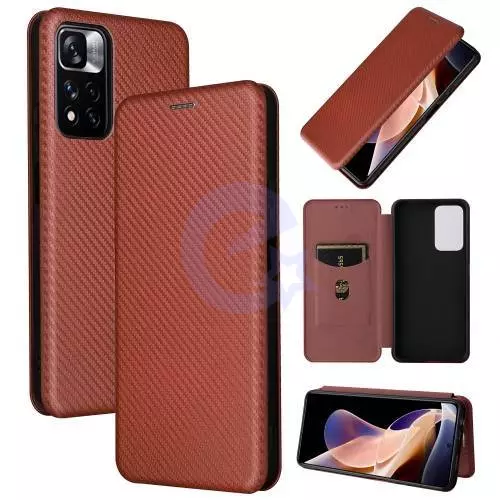 Чехол книжка для Xiaomi Poco M4 Pro Anomaly Carbon Book Brown (Коричневый)