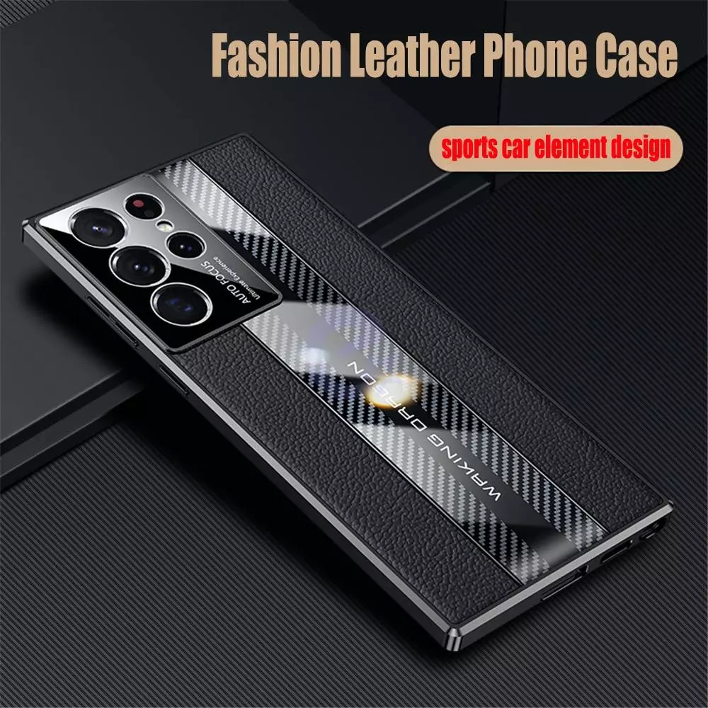 Чохол бампер для Samsung Galaxy S22 Anomaly Metal Carbon Leather Blue (Синій)