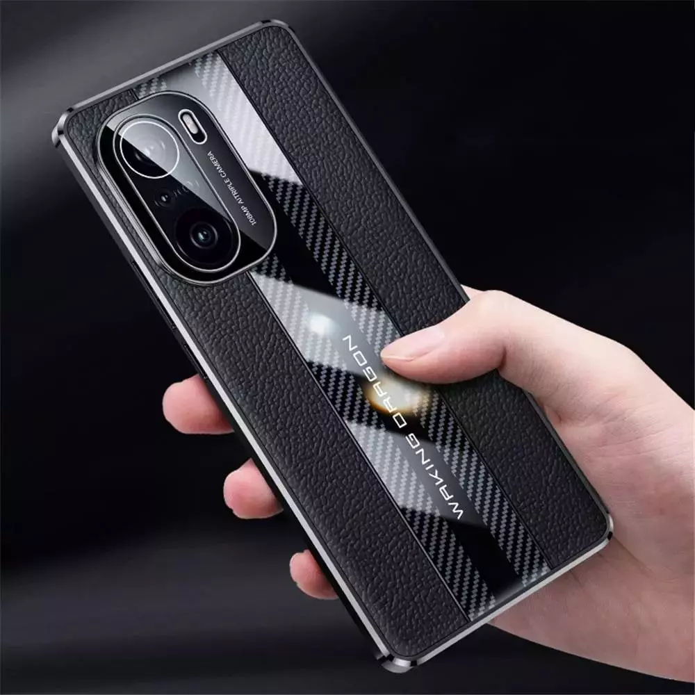 Чохол бампер для Xiaomi Poco F4 GT / Redmi K50 Gaming Anomaly Metal Carbon Leather Red (Червоний)