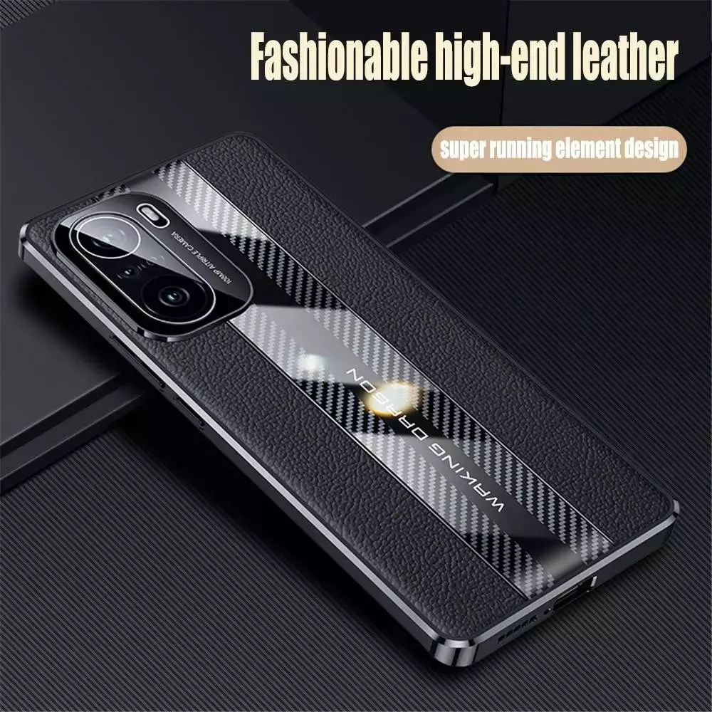 Чохол бампер для Xiaomi Poco F4 GT / Redmi K50 Gaming Anomaly Metal Carbon Leather Red (Червоний)