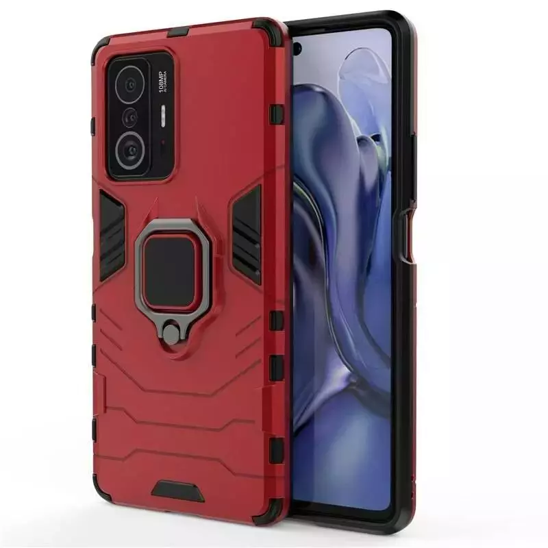 Чехол бампер для Vivo Y02s Anomaly Defender S (с кольцом-держателем) Red (Красный)