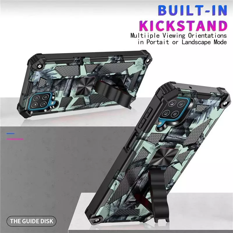Противоударный чехол бампер для Samsung Galaxy A22 5G Anomaly Hybrid Armor (встроенная подставка) Camo / Blue (Камуфляж / Синий)