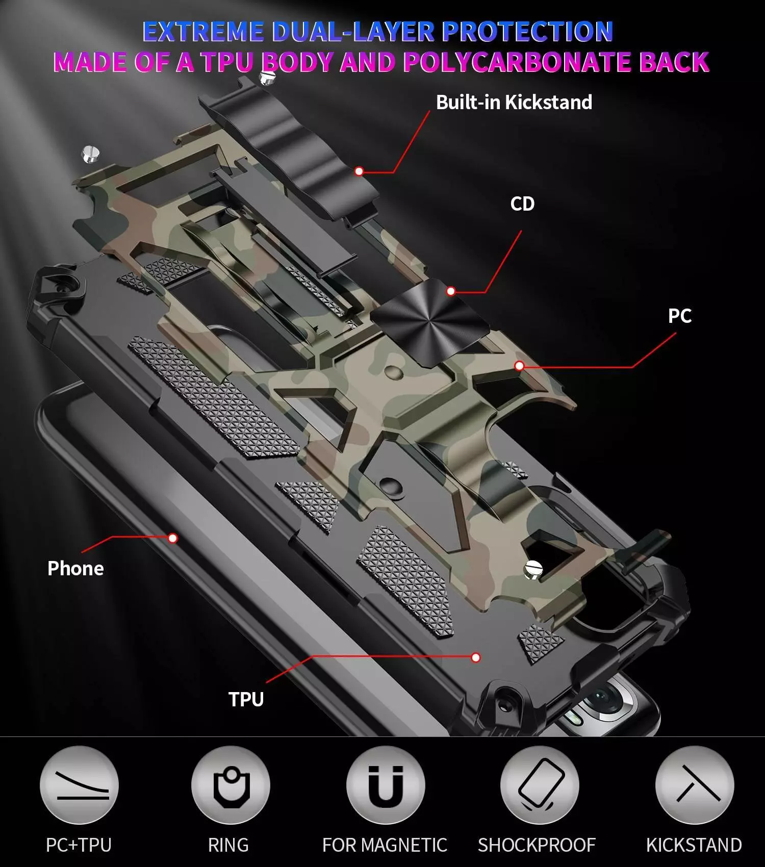 Противоударный чехол бампер для Xiaomi Poco M5s / Redmi Note 10 / Redmi Note 10S Anomaly Hybrid Armor (встроенная подставка) Blue (Синий) Противоударный чехол бампер для Xiaomi Poco M5s / Redmi Note 10 / Redmi Note 10S Anomaly Hybrid Armor (встроенная подставка) Blue (Синий)