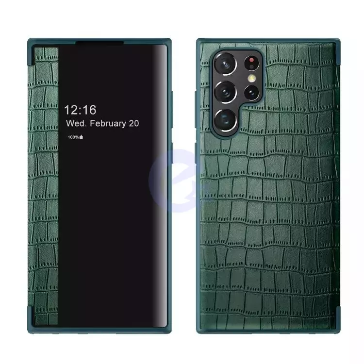 Кожаный чехол книжка для Samsung Galaxy S23 Ultra Anomaly Luxury Crocodile Pattern Leather Book Green (Зеленый) Кожаный чехол книжка для Samsung Galaxy S23 Ultra Anomaly Luxury Crocodile Pattern Leather Book Green (Зеленый)