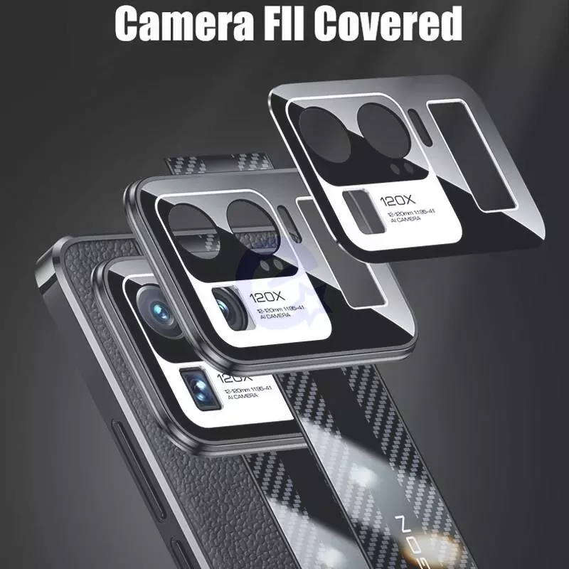 Чехол бампер для Xiaomi 13 Anomaly Metal Carbon Leather Blue (Синий)