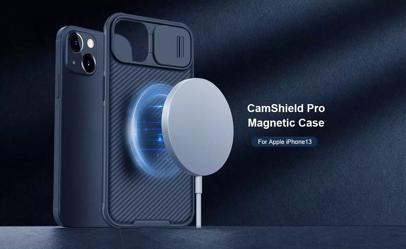 Противоударный чехол бампер Nillkin CamShield Pro Magnetic (шторка на камеру) для iPhone 14 Plus Blue (Синий) Противоударный чехол бампер Nillkin CamShield Pro Magnetic (шторка на камеру) для iPhone 14 Plus Blue (Синий)