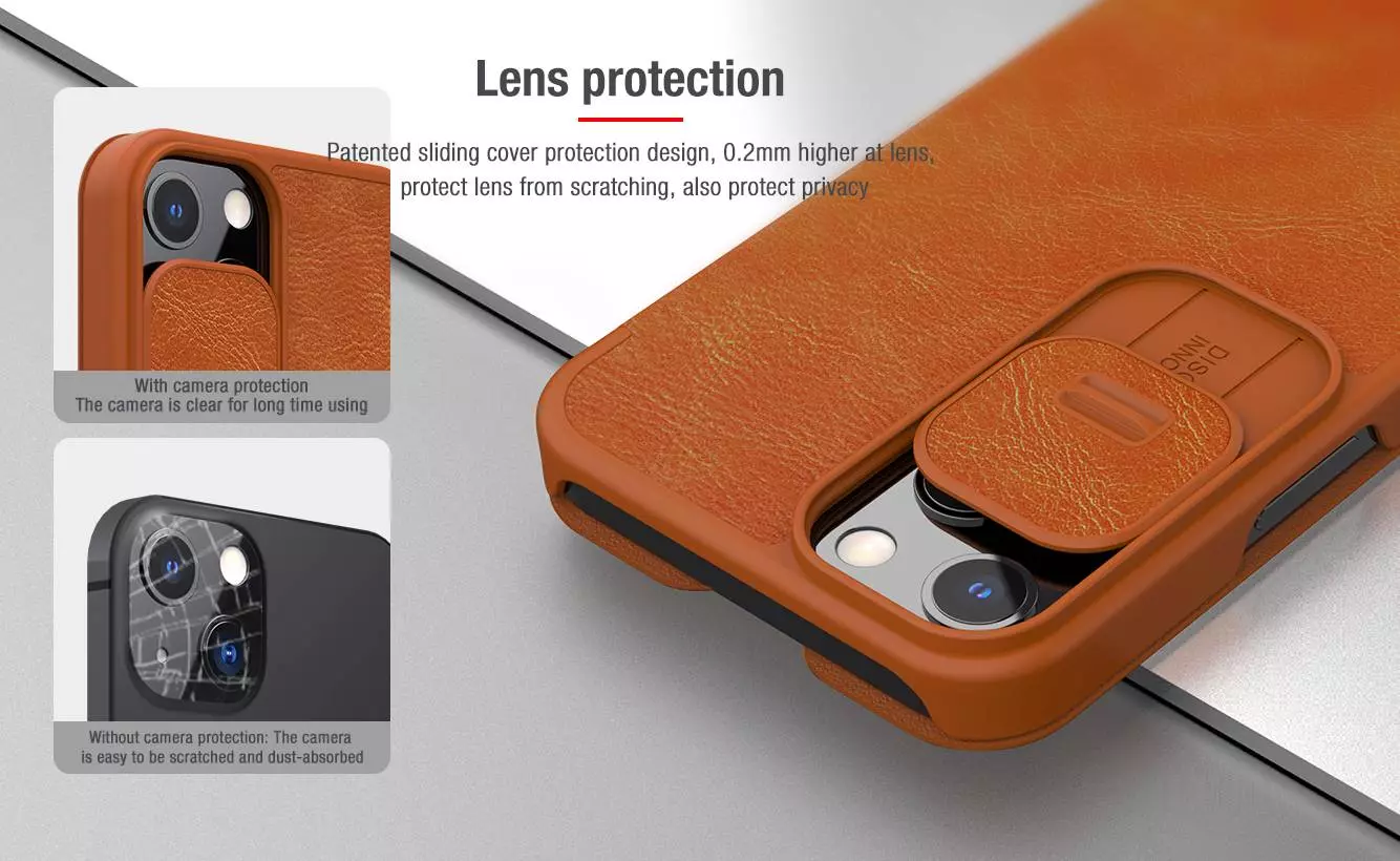 Чехол книжка Nillkin Qin Pro (шторка на камеру) для iPhone 14 Brown (Коричневый) Чехол книжка Nillkin Qin Pro (шторка на камеру) для iPhone 14 Brown (Коричневый)