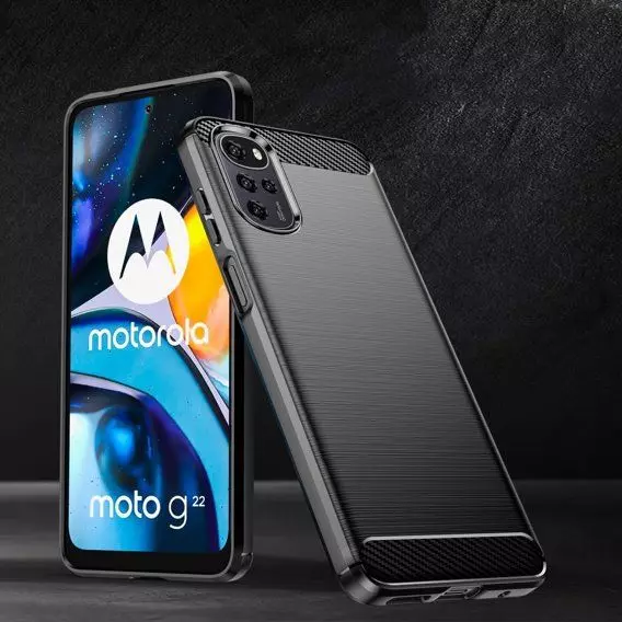Протиударний чохол бампер для Motorola Moto G22 / E32 iPaky Carbon Fiber Black (Чорний)