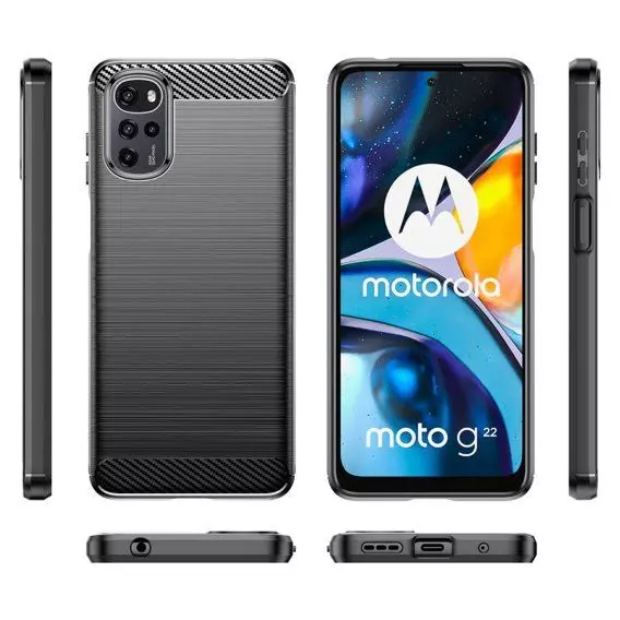 Протиударний чохол бампер для Motorola Moto G22 / E32 iPaky Carbon Fiber Black (Чорний)