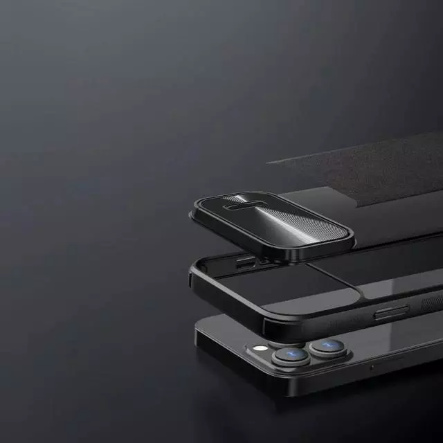 Протиударний чохол бампер Nillkin CamShield Leather для iPhone 14 Pro Max Black (Чорний)