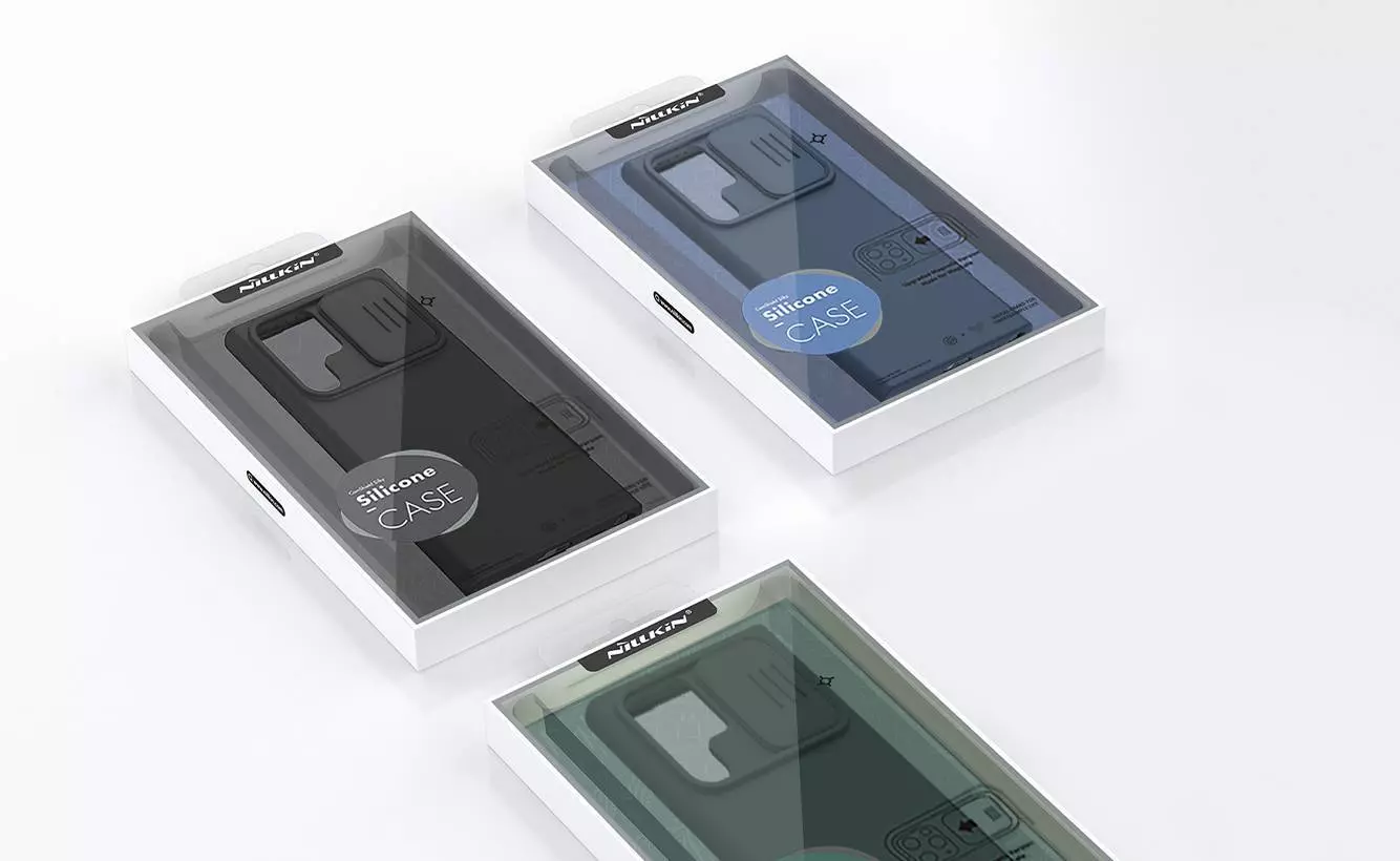 Протиударний чохол бампер Nillkin CamShield Silky Silicone (шторка на камеру) для Samsung Galaxy S22 Ultra Midnight Blue (Темно синій)